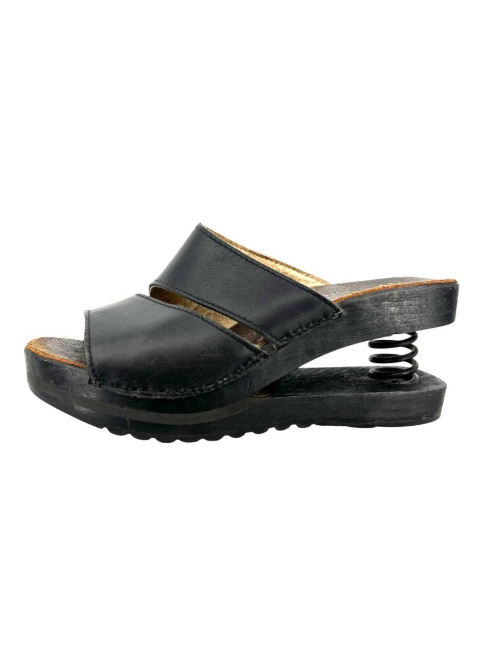 Baldo Black Leather Platform Heel With Spring Size 39 EU 9 US